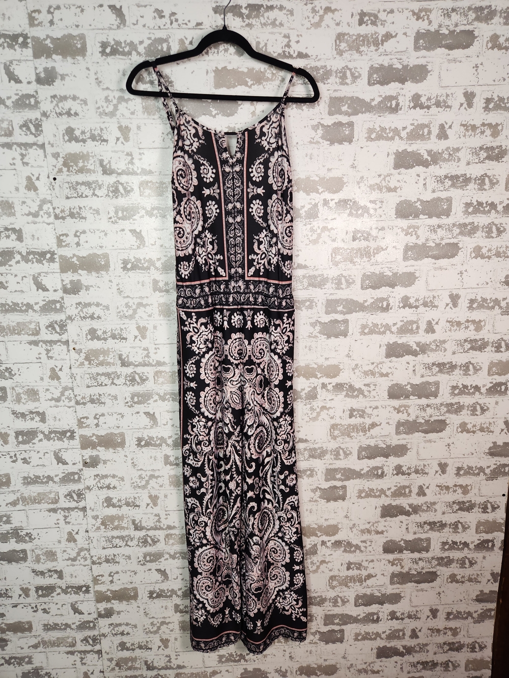 Boho  Black and White Paisley Maxi Dress
